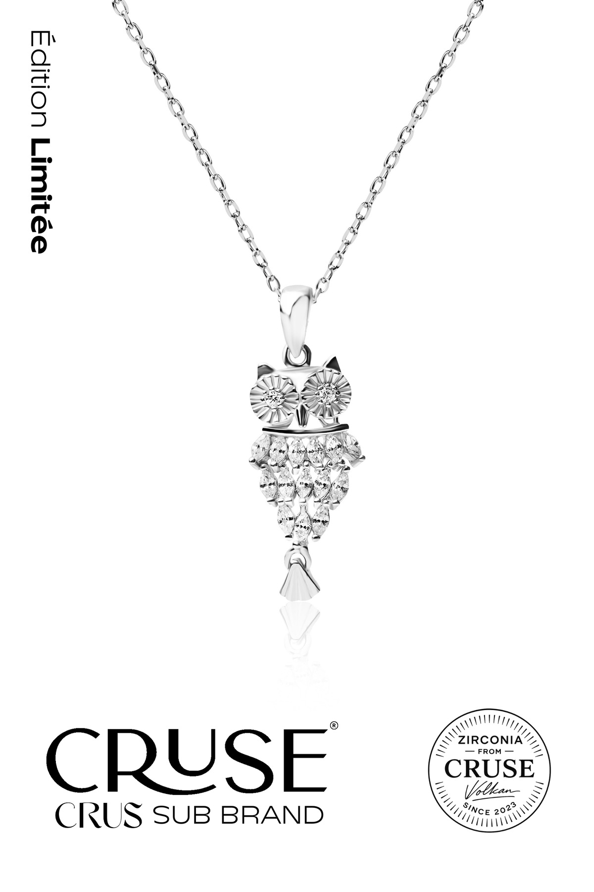 pavé taşlı baykuş kolye | Cruse