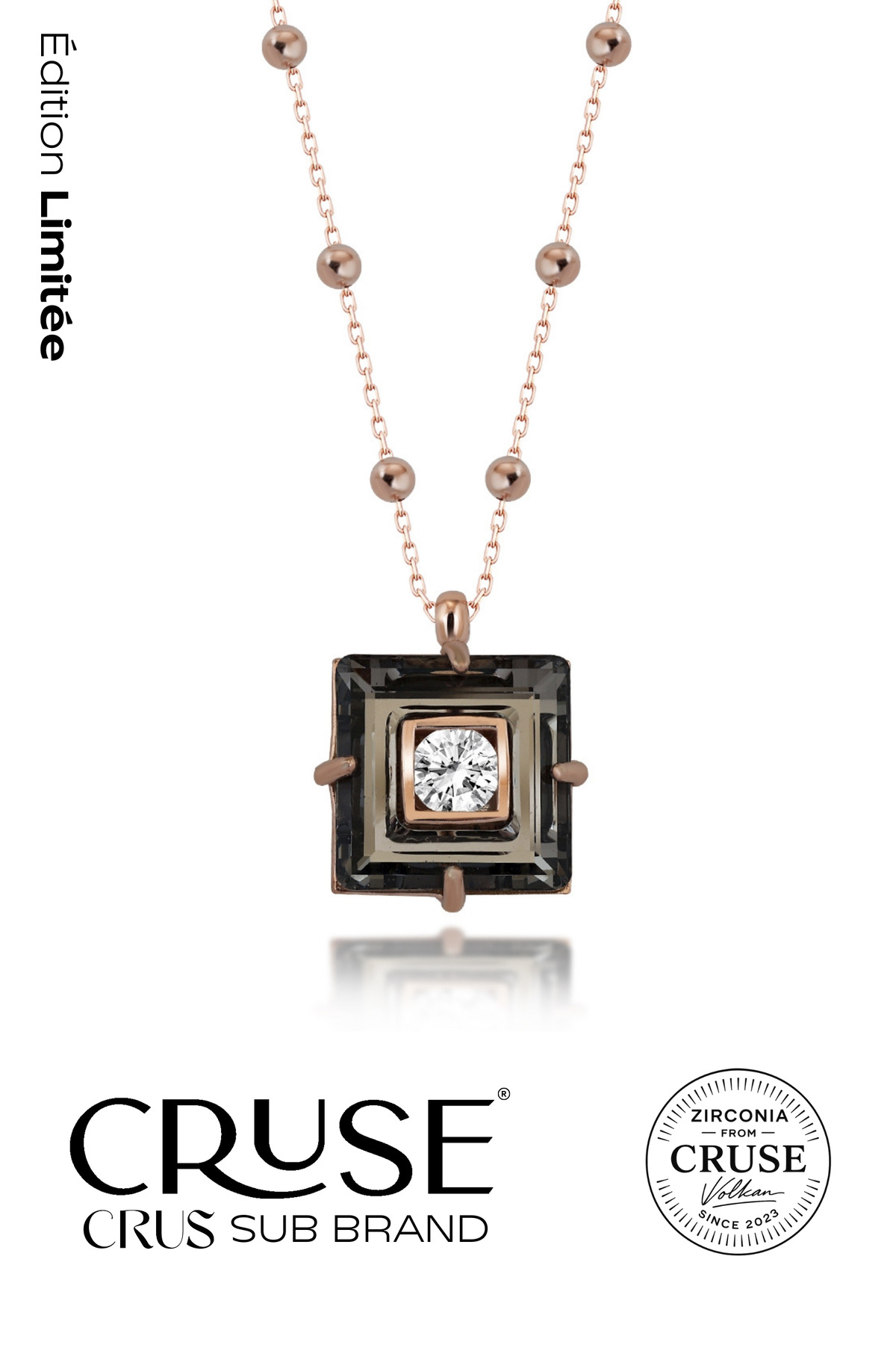 éclat noir kare zircon crystal kolye | Cruse