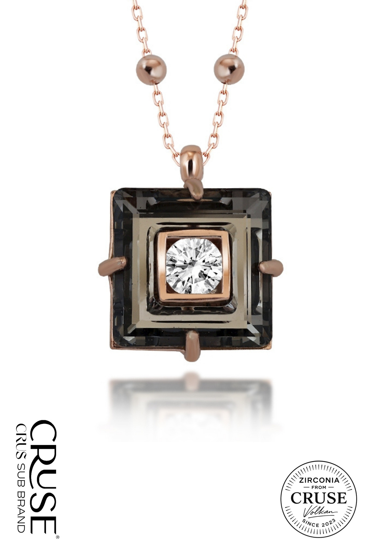 éclat noir kare zircon crystal kolye | Cruse