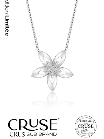 925 Ayar Gümüş Fleur de Grâce Çiçek Kolye 18 Ayar Beyaz Altın Kaplama Édition Limitée