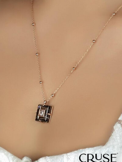 éclat noir kare zircon crystal kolye | Cruse