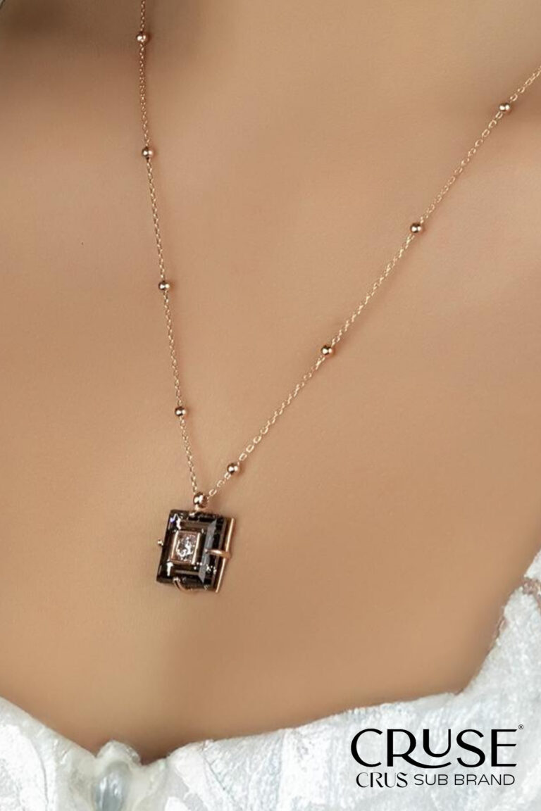 éclat noir kare zircon crystal kolye | Cruse