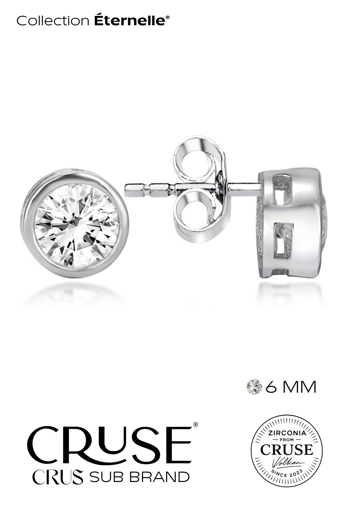 éternelle 6 mm tektaş küpe | Cruse