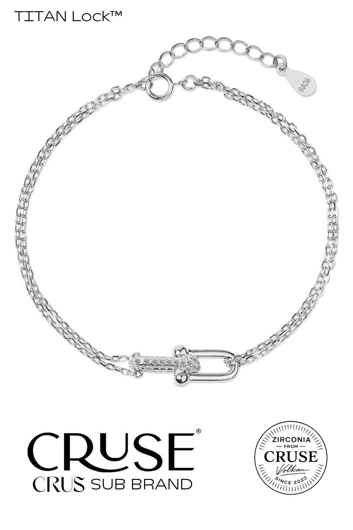 titan lock pavé i̇nce güç zinciri bileklik | Cruse