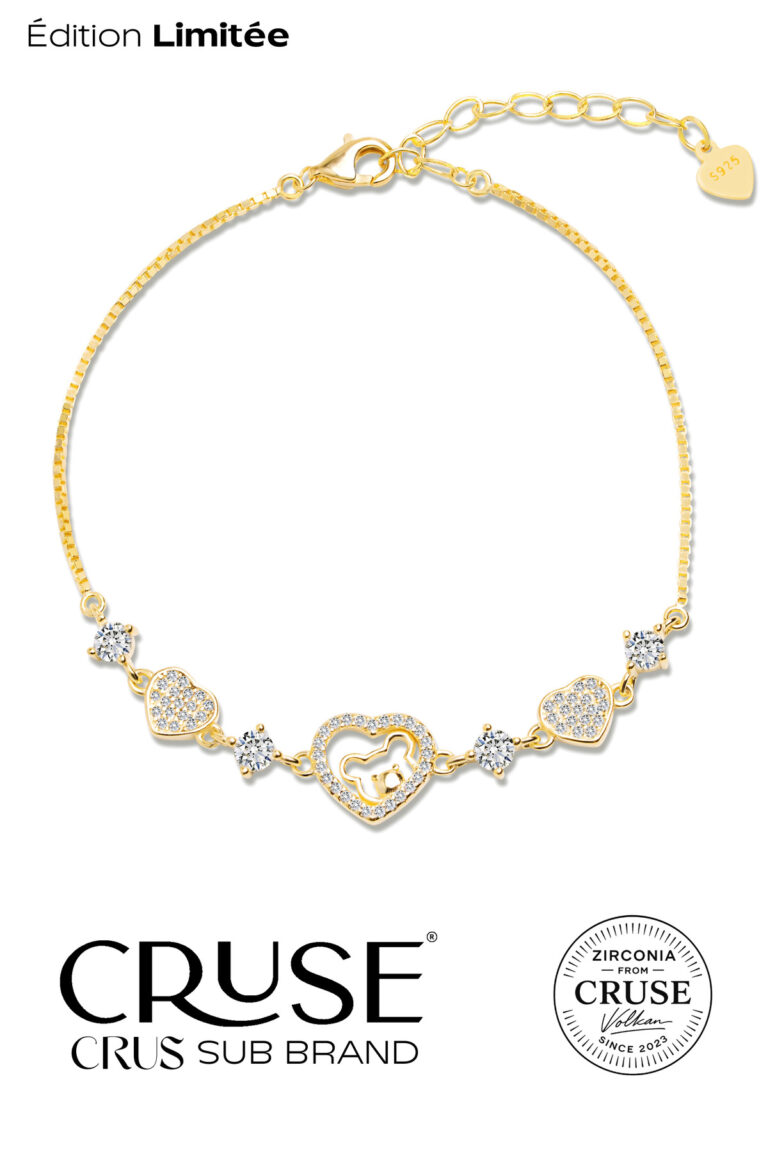 d’or işıltılı kalp ayıcık bileklik | Cruse