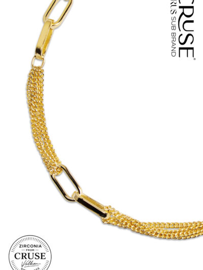 modern örme paperclip bileklik 14k sarı altın kaplama | Cruse