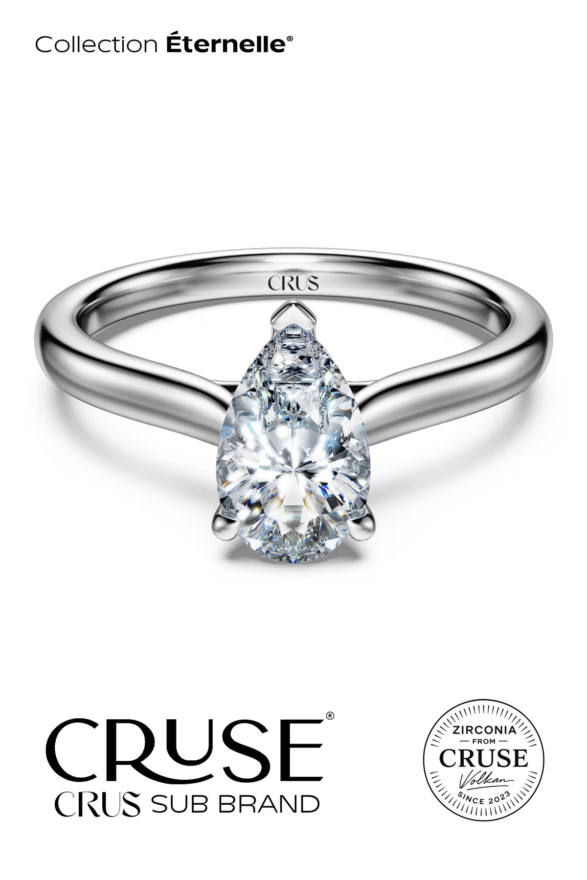925 gümüş 1.2 ct damla tektaş yüzük | Cruse