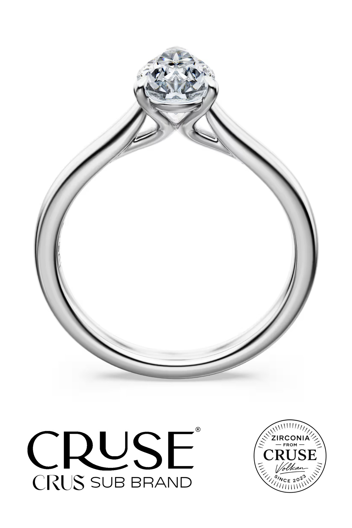 925 gümüş 1.2 ct damla tektaş yüzük | Cruse