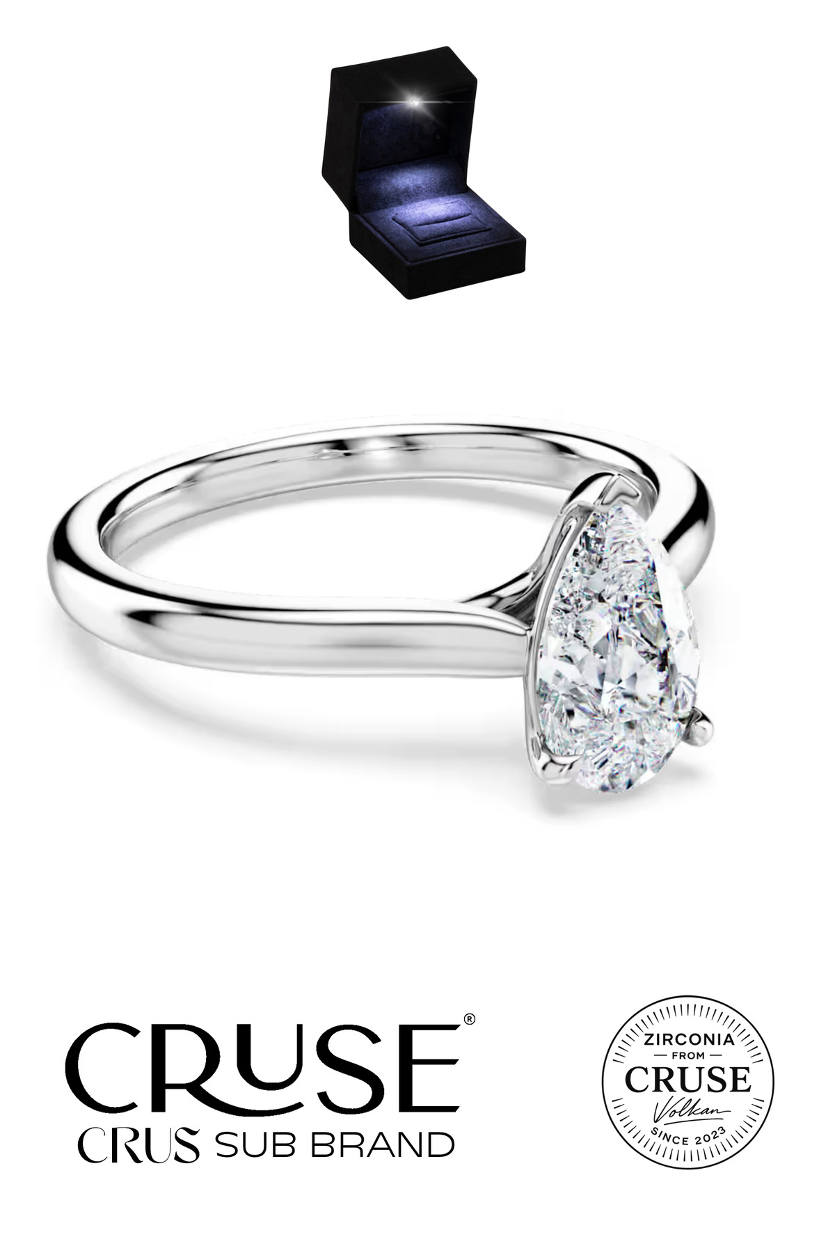 925 gümüş 1.2 ct damla tektaş yüzük | Cruse